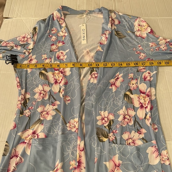 ♻️ New Qixing Blue Pink Purple Floral Kimono Robe Jacket size Medium - Picture 6 of 8